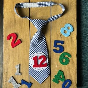 🌟Mud Pie Blue and White Kids Tie with various numbers